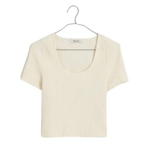 Madewell Ottoman Rib Crop Top New With Tags in Bright Ivory Size XXS